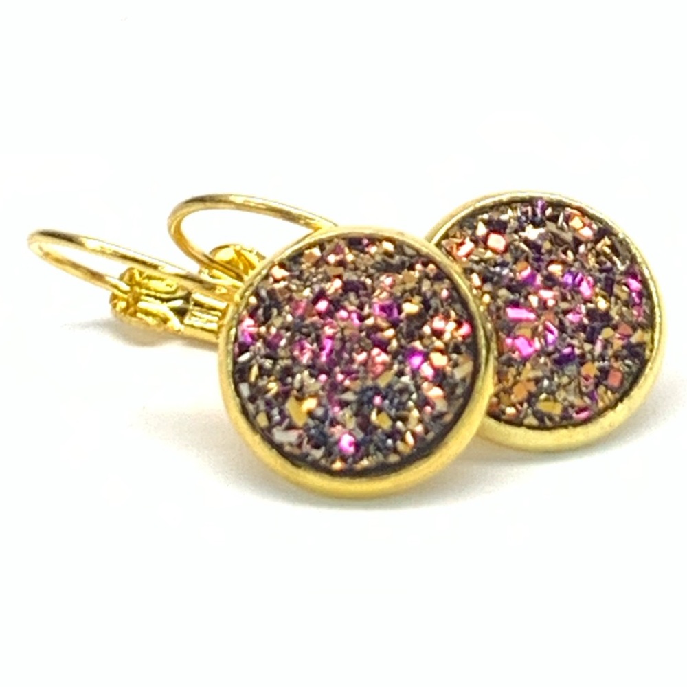 🌟 Shiny Magenta Druzy Earrings 🌟